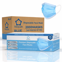 Load image into Gallery viewer, 2000 Masks Litepak Premium Disposable Face Masks 3-Ply