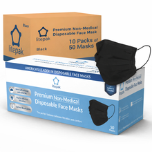 Load image into Gallery viewer, 500pcs Litepak Premium Disposable Face Mask Earloop 3-Ply (10 Boxes of 50 Masks)