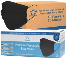 Load image into Gallery viewer, 2000pcs Litepak Premium Disposable Face Masks 3-Ply - Black