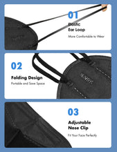 Load image into Gallery viewer, 50-Pack Black KN95 FDA-Certified Particulate Respirator Face Mask Disposable- Individually Wrapped