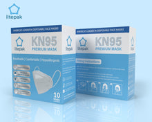 Load image into Gallery viewer, (10-Pack) Litepak Premium KN95 Face Mask - 5 Layer Filtration Respirator