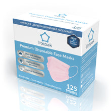 Load image into Gallery viewer, 125 Masks- Litepak Premium-Grade Disposable 3-Ply Face Mask