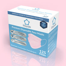 Load image into Gallery viewer, 125 Masks- Litepak Premium-Grade Disposable 3-Ply Face Mask
