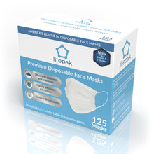 Load image into Gallery viewer, 125 Masks- Litepak Premium-Grade Disposable 3-Ply Face Mask