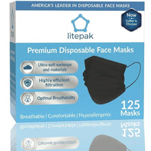 Load image into Gallery viewer, 125 Masks- Litepak Premium-Grade Disposable 3-Ply Face Mask
