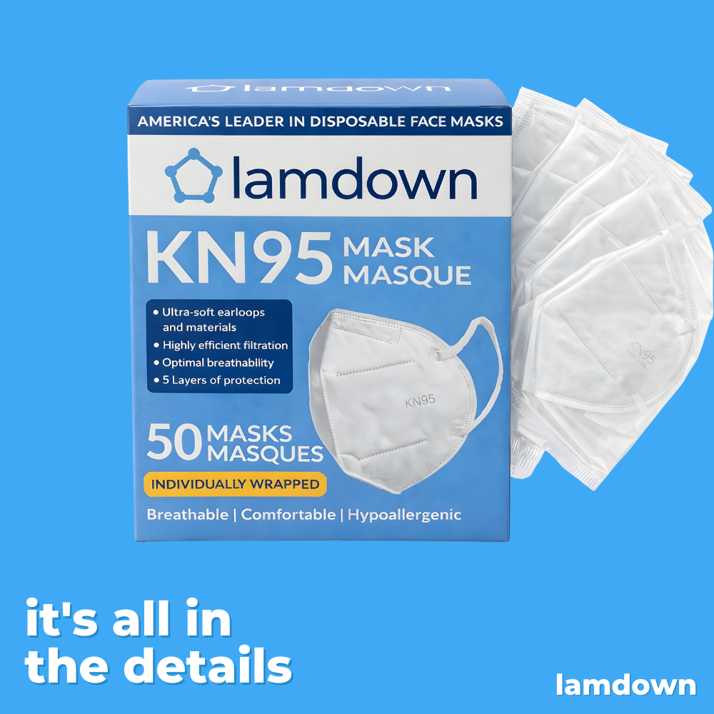 KN95 Masks — Individually Wrapped, 5-Layer Protection (Black / White)
