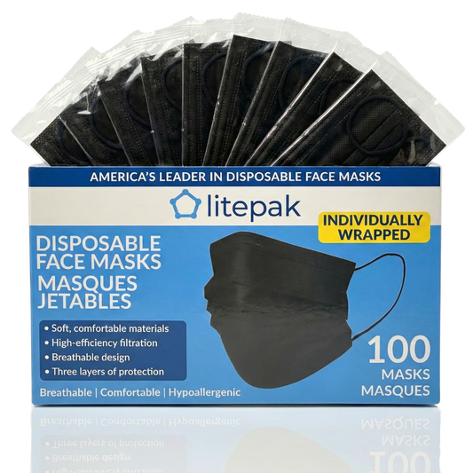100pcs Litepak Individually Wrapped Premium Face Masks