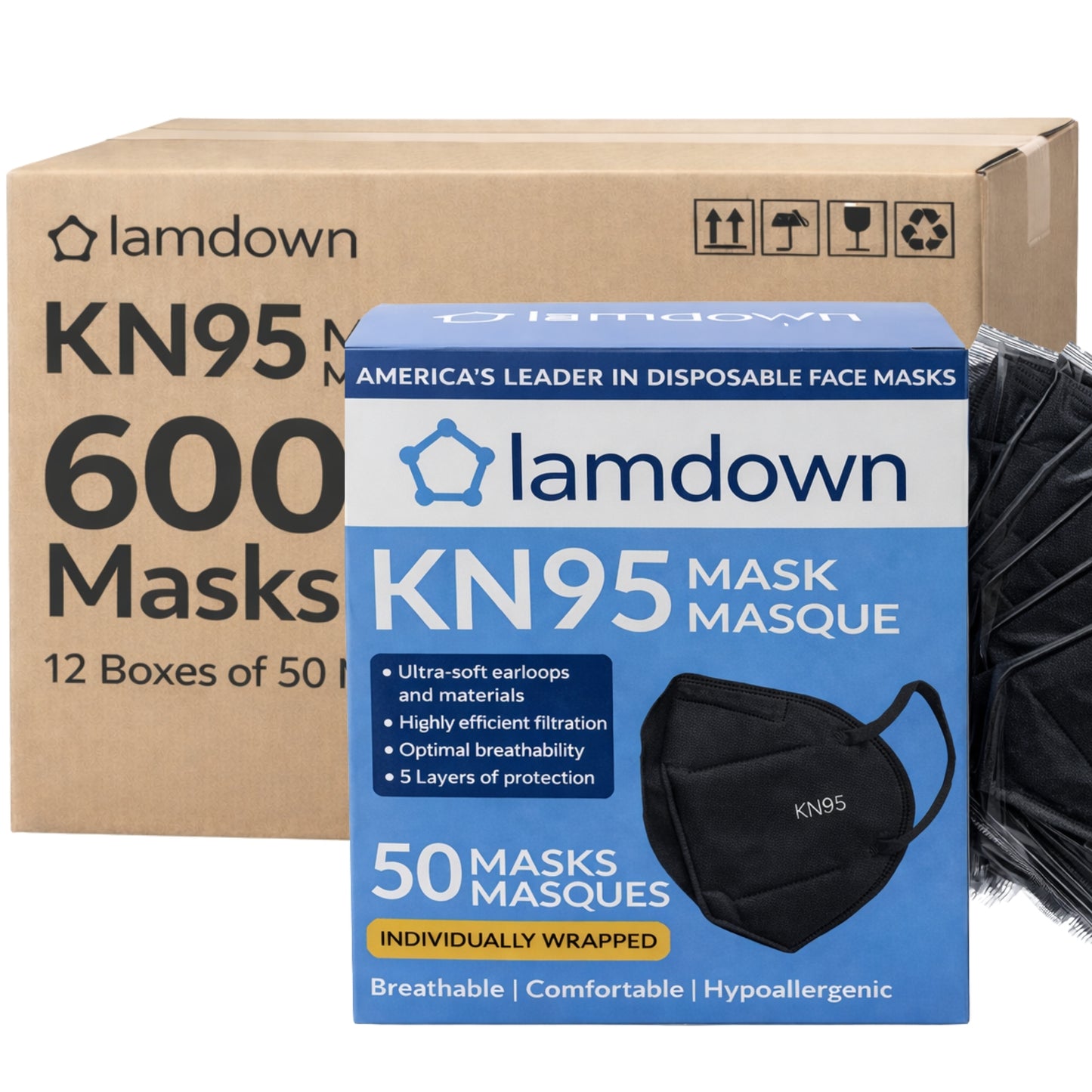 KN95 Face Mask Individually Wrapped, Lamdown