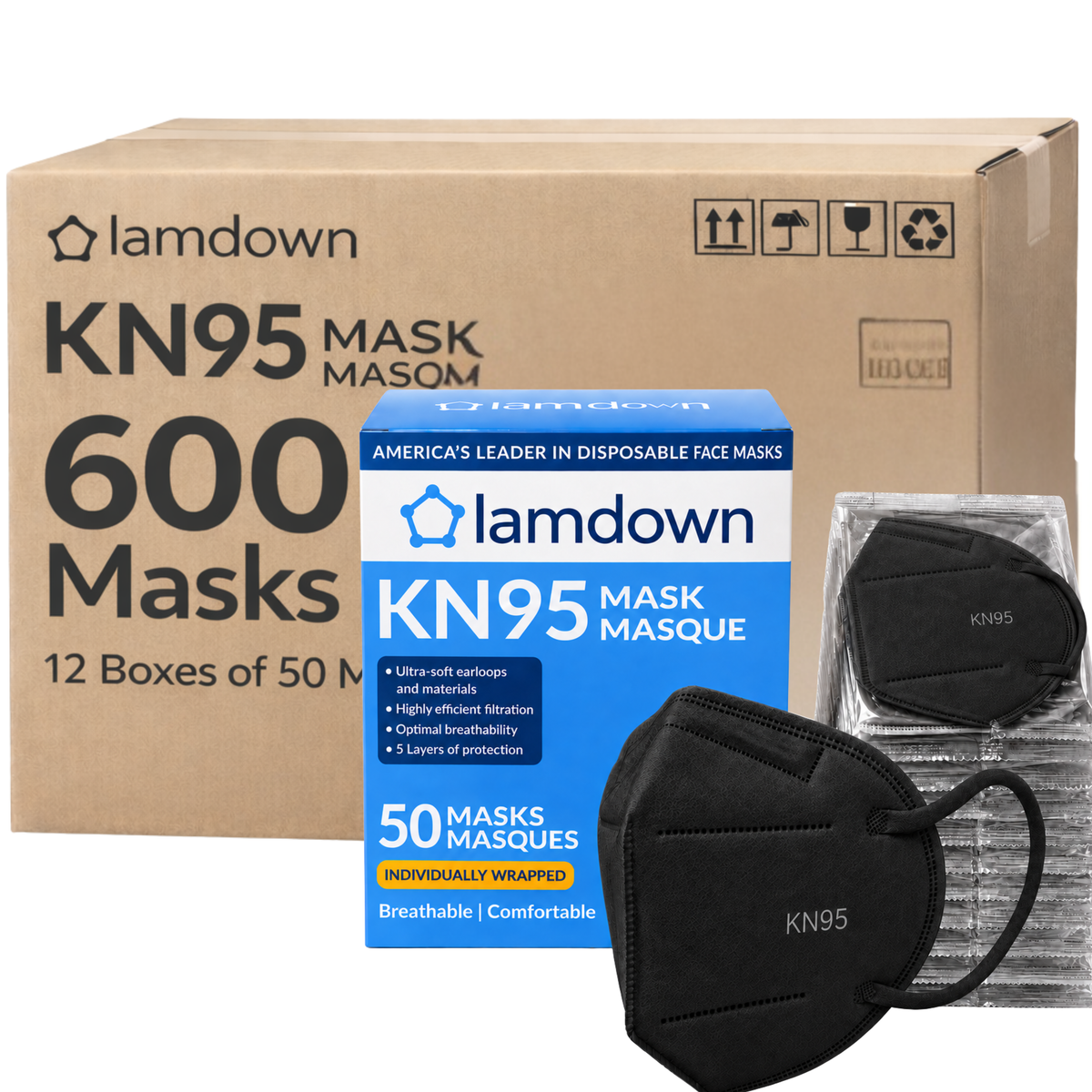 [Black] Case of 600 Black KN95