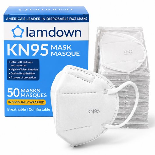 [White] Lamdown KN95 box, 50 individually wrapped white masks