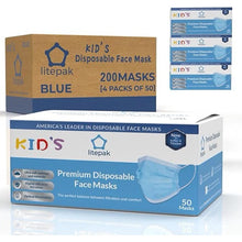 Load image into Gallery viewer, 200pcs Kids Disposable Face Masks - 3 Ply Kids Mask for Boys Girls - (Blue)
