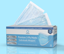 Load image into Gallery viewer, Litepak Premium Disposable Face Masks 3-Ply (50-Pack, Individually Wrapped)
