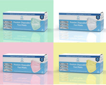Load image into Gallery viewer, Litepak Multicolored Disposable Face Masks - 3 Ply Face Mask Variety Pack - Face Mask For Women/Men (4 Boxes of 50, Pink, Green, White, Yellow)

